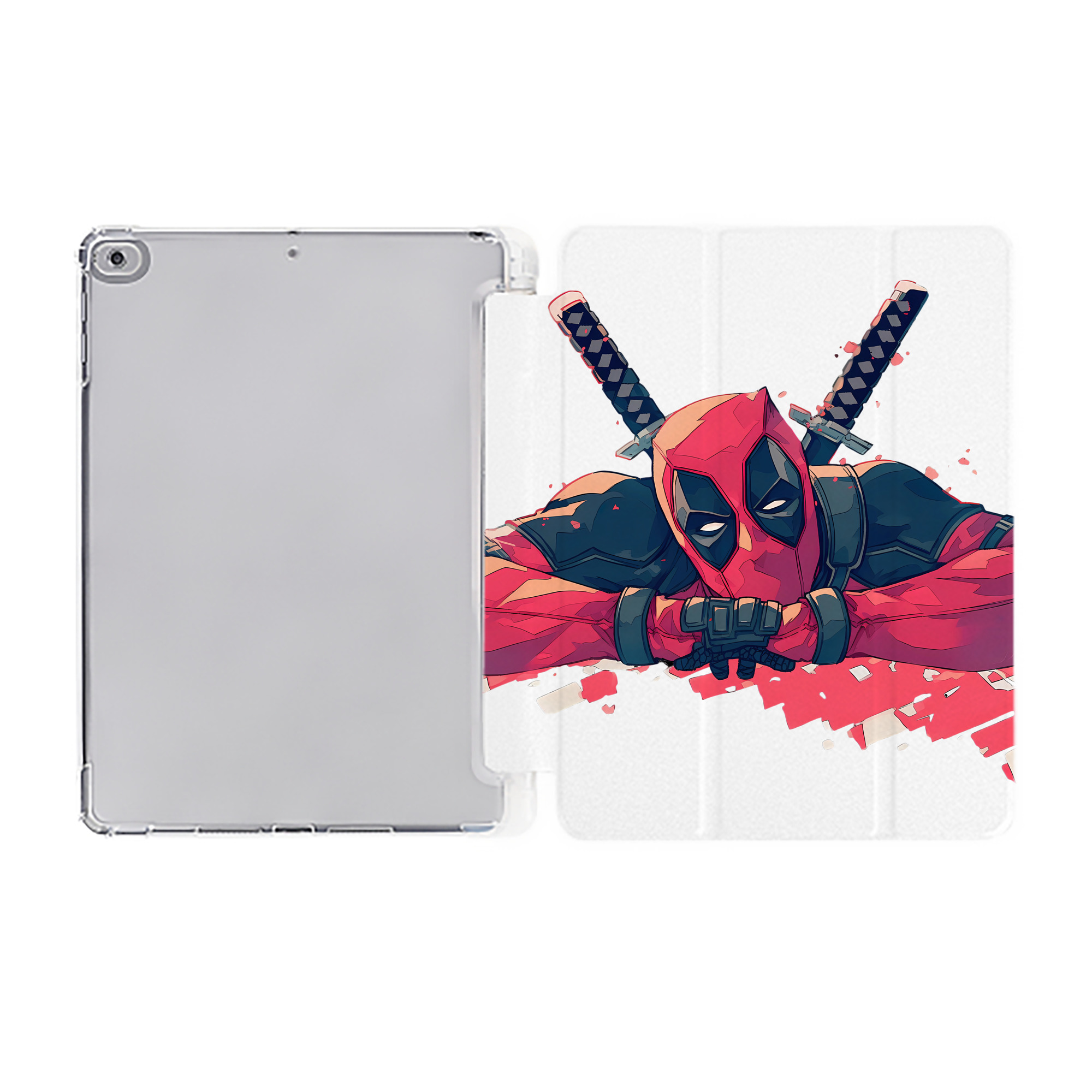 （画像用） Deadpool デッドプール IPad ケース ペン収納付き 三つ折りスタンド PUレザー×シリコン 対応機種9.5/10.5/10.9インチ